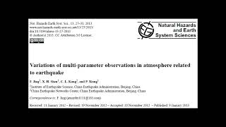 Multiple Atmospheric Earthquake Precursors Observed Before a China 80 M Earthquake [upl. by Glendon]