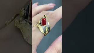 Noble and elegant natural coral S925 silver inlaid ring jewellery shorts [upl. by Jules826]