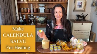 DIY Calendula Salve  How To Make A Salve Recipe  Herbal Healing Tutorial [upl. by Atiuqam]