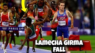 Paris Olympics 2024 Lamecha Girma Stretchered off after fall in Steeplechase final [upl. by Selinda11]