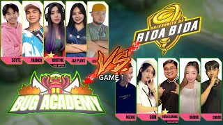 GAME 1 BIDA BIDA UNIVERSITY VS BUG ACADEMY  EPIC COMEBACK GAMEPLAY [upl. by Dulciana845]