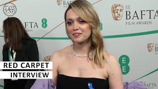 Aimee Lou Wood EE Rising Star Award BAFTAs 2023 Red Carpet Interview  Sex Education Living [upl. by Aihsila222]