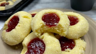 Raspberry Thumbprint Cookies  Hallongrottor  Cook with Zahen [upl. by Akihsan939]