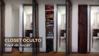 Cómo hacer un closet sencillo de madera  Ropero oculto tras panel de madera [upl. by Ecnedac]