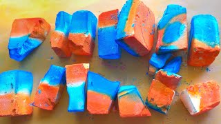 Dyed Gym Chalk Crush  Dusty Green and Blue Blocks  Compilation  PettyASMRR  Oddly Satisfying [upl. by Oiluarb]