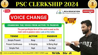 PSC CLERKSHIP 2024  ENGLISH  VOICE CHANGE amp QUESTIONS PRACTICE  RCAEDUCATION [upl. by Wallach]