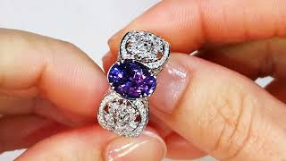 Unheated Ceylon Lavender Sapphire Ring at 366ct by Kat Florence KF07082 [upl. by Abagael97]