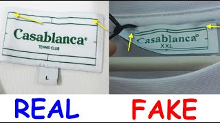 Casablanca shirt real vs fake How to spot fake Casablanca tennis club t shirt [upl. by Ecarret]