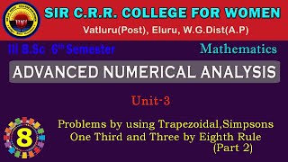 8 BSc 36 Adv Numerical Analysis Problems by using Trapezoidal Simpsons 13rd amp 38th Rule  2 [upl. by Terence]