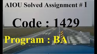 AIOU Code 1429 Solved Assignment No 1 Spring 2024  Baloch Academy [upl. by Mcfadden]