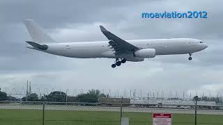 White AeroUnion Airbus A330300F Landing at Miami International FL KMIA N337QT [upl. by Boice]