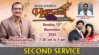 Harvest Festival 2024  RevDr Edward William  10112024  Second Service  Rock Church Hyderabad [upl. by Aillimat]