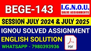 BEGE143 solved assignment 202425  BEGE143 solved assignment 2025  Ignou BEGE143 in English [upl. by Norvall234]