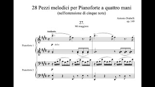 A Diabelli  27 Mi maggiore Andante from quot28 pezzi melodiciquot for Piano four hands score [upl. by Relyhs]