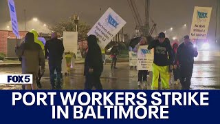 PORT WORKERS STRIKE IN BALTIMORE [upl. by Schroth]