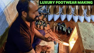 Handmade Ladies Fancy Shoes StepbyStep Manufacturing Guide  Luxury Footwear [upl. by Aiekan]