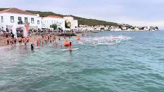 Spetses mini Marathon 2024 1500m open water swim start [upl. by Susejedairam]