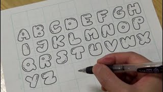 How to draw alphabet in bubble letters  Graffiti letters [upl. by Naarah]