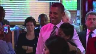 President Obama Talks to People at Roscoes [upl. by Ateloiv]