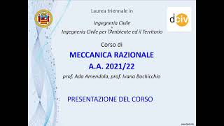 Meccanica Razionale  Dipartimento di Ingegneria Civile  Unisa [upl. by Drexler]