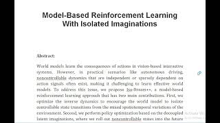 Model Based Reinforcement Learning With Isolated Imaginations [upl. by Birgitta]