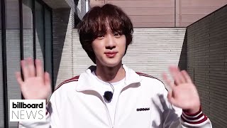 BTS‘ Jin Shared Uplifting Video Message with ARMY About His Military Enlistment  Billboard News [upl. by Prem]