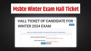 Msbte Winter Exam Hall Ticket  Msbte Winter Exam 2024 [upl. by Schulze]