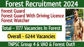 💥Forest Department Recruitment 2024  Forest Guard  Forest Watcher Notification Out Tnpsc Group 4 [upl. by Weaks]