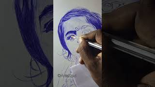 Ballpoint pen Drawing Portrait artistkalai art shorts [upl. by Brookner]