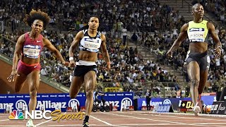 Jamaican World Champs Jackson FraserPryce duel to the line in epic Brussels 100m  NBC Sports [upl. by Olracnaig]