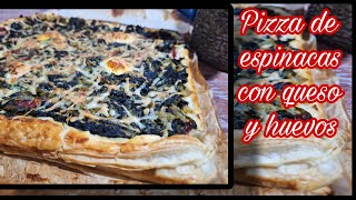 Pizza de espinacas y queso crema con masa de hojaldre 🥬 [upl. by Yecrad813]