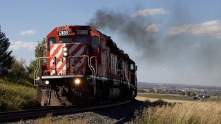 CP RAIL SD402’s IN NOTCH 8 CP 5988 Leads CPKC 3BAL25 South at De Winton AB CPKC Aldersyde Sub [upl. by Llerret]