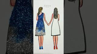 Two friends 💞 glitter dresstrending art glitter viraldress glitterlover [upl. by Sidnala]