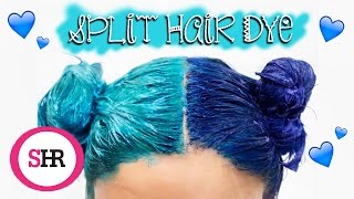 How To SPLIT HAIR DYE in Blue amp Turquoise [upl. by Abe]