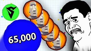 WORLDS BIGGEST AGARIO TRICKSPLIT WITH 65k MASS  Agario [upl. by Lairbag]