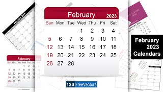 February 2023 Calendar  123FreeVectors [upl. by Sitnerp]