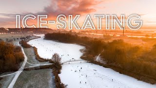 Ice Skating in the Netherlands  Wageningen  Cinematic drone video 4K [upl. by Morrie]