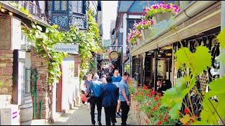 Rüdesheim am Rhein Germany 4K walking tour 2022  Drosselgasse historic city center street music [upl. by Nagaek]