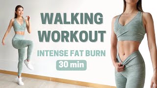 30 MIN WALKING CARDIO WORKOUT  Intense Full Body Fat Burn at Home  Emi [upl. by Star]