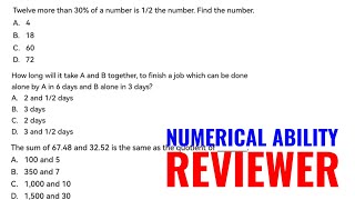 NUMERICAL ABILITY REVIEWER  Math Random Problems [upl. by Sillaw641]