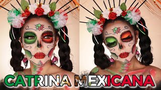 CATRINA MEXICANA TRICOLOR 🇲🇽 💀 SUGARSKULL makeup tutorial  auroramakeup [upl. by Euridice26]