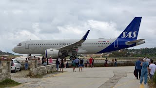 Skiathos Airport Summer 2023 Best bits Jetblast and low landings compilation Planespotting in 4K [upl. by Maitilde]