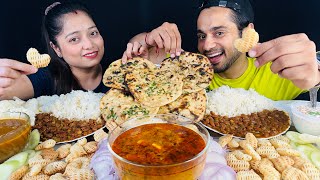 Eating Aloo Jhole Rajma Chawal Butter Roti  Raita amp Papad  Honemade Food Mukbang [upl. by Ardnalac]