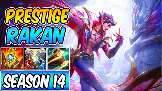 SEASON 14 PRESTIGE RAKAN SUPPORT GAMEPLAY  DRAGONMANCER RAKAN  Build amp Runes  League of Legends [upl. by Talia]