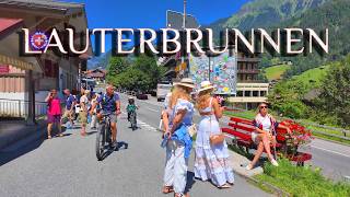 LAUTERBRUNNEN SWITZERLAND ✨ The most beautiful village walking tour 4K HDR  Heavy tourist traffic [upl. by Felt]