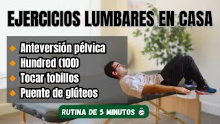 Ejercicios Lumbares Fáciles y Sencillos Para Realizar En Casa 🏡 Rutina de 5 minutos ⏱ [upl. by Aerahs]