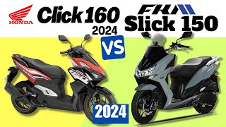 Honda Click 160 vs FKM Slick 150  Side by Side Comparison  Specs amp Price  2024 [upl. by Eliseo]