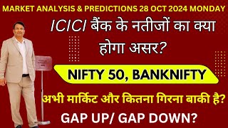 Nifty Prediction Bank Nifty Analysis for Monday 28 October 24 NiftyBank Tomorrow ICICI Bank Results [upl. by Vanderhoek750]