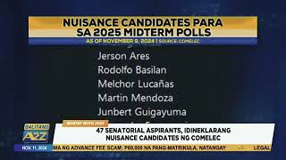 BalitangA2Z  47 SENATORIAL ASPIRANTS IDINEKLARANG NUISANCE CANDIDATES NG COMELEC [upl. by Eldin613]