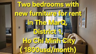 Two bedrooms with nice furniture for rent in The MarQ District 1 Ho Chi Minh City [upl. by Belen]